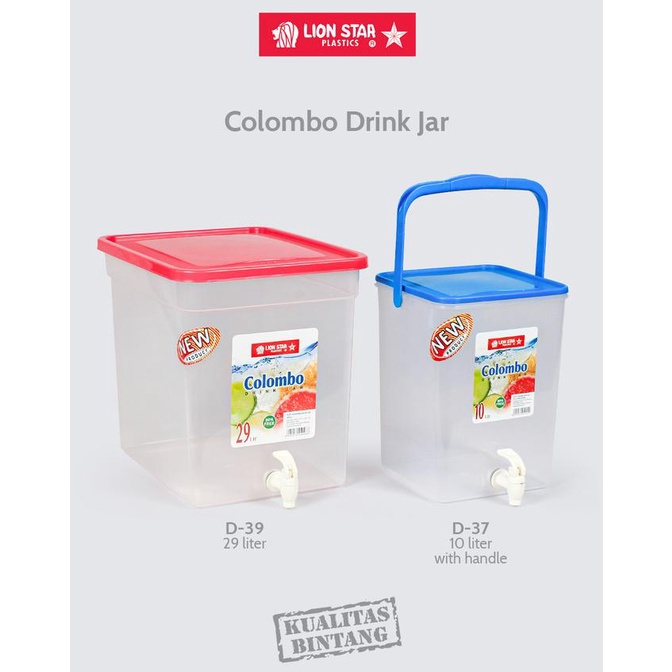 Lion Star Colombo Drink Jar Tempat Air Jualan Es Buah Kran Dispenser