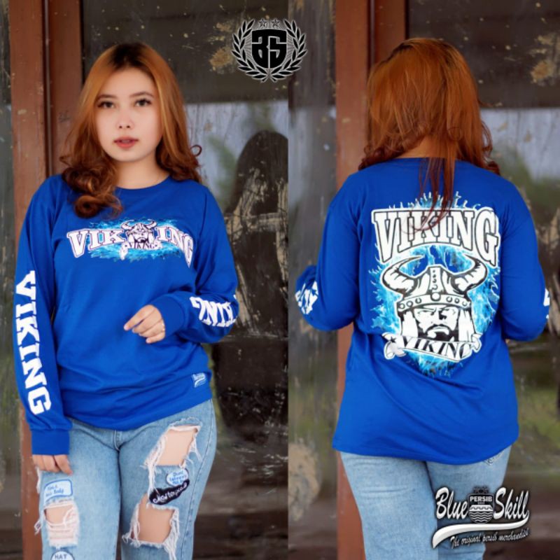 Kaos persib panjang viking api kaos pria &amp; wanita / kaos panjang originalblueskill