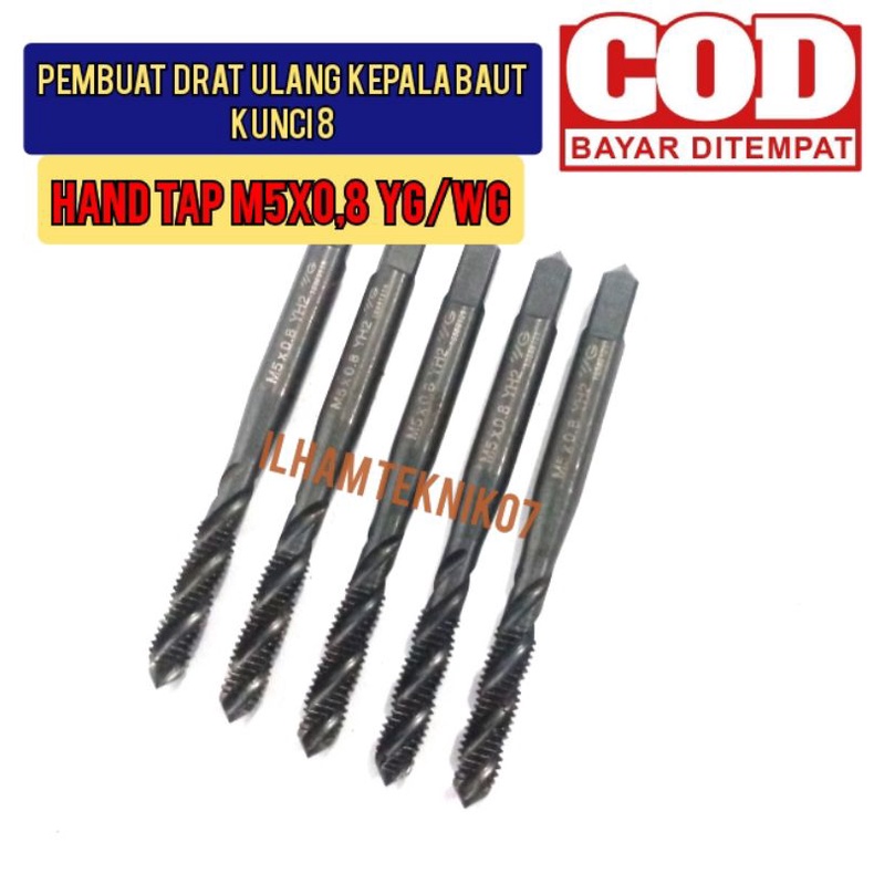 tap handtap pembuat drat ulang tap M5x0,8 Sepiral tap sp pembuat drat sekali