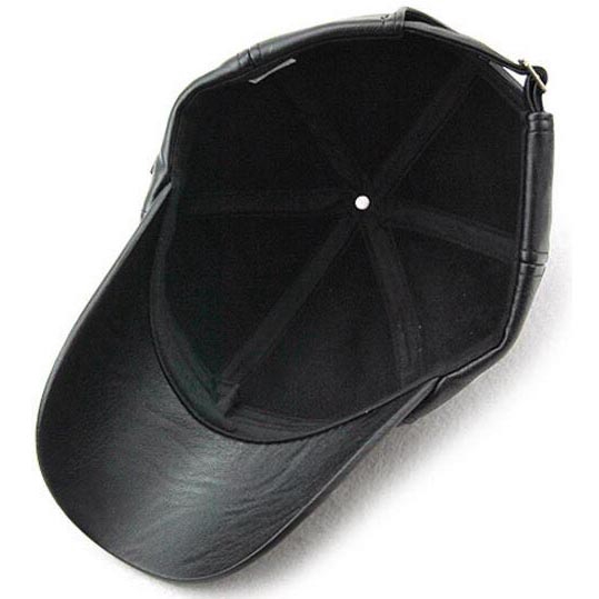 Topi Baseball Aksen Kulit Faux Leather Caps - TB-01 - Black