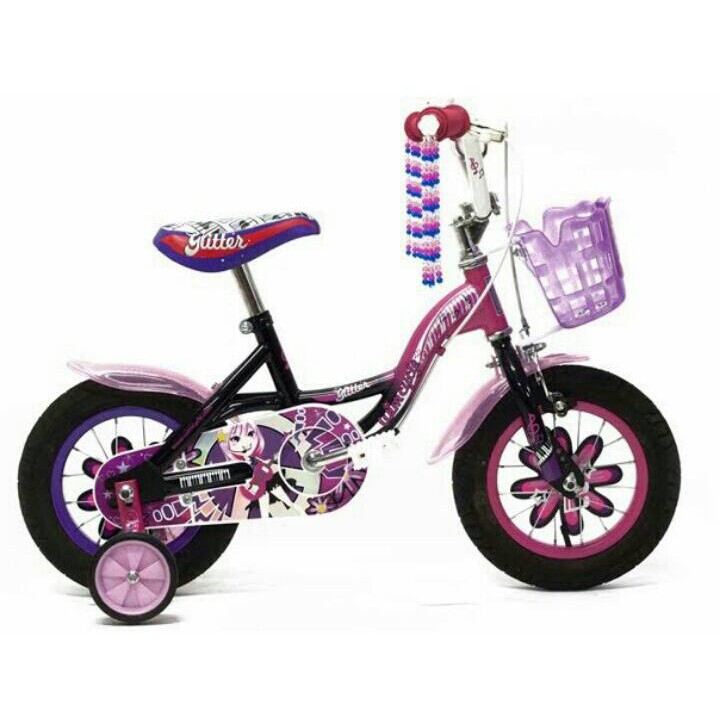 sepeda anak 12 wimcycle gliter