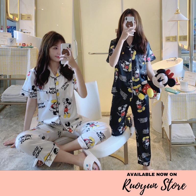 RYX - Mickey Streak Sleepwear Satu Set Baju Wanita Fashion Tidur  - Ori Import