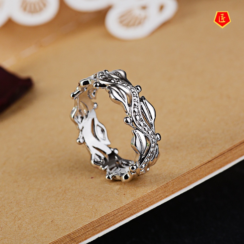 [Ready Stock]Creative Floating Carving Silver Ring Simple Personality