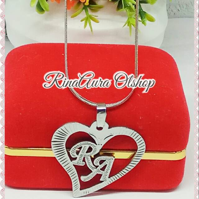 Kalung Nama Monel Model Love Inisial Couple Pasangan