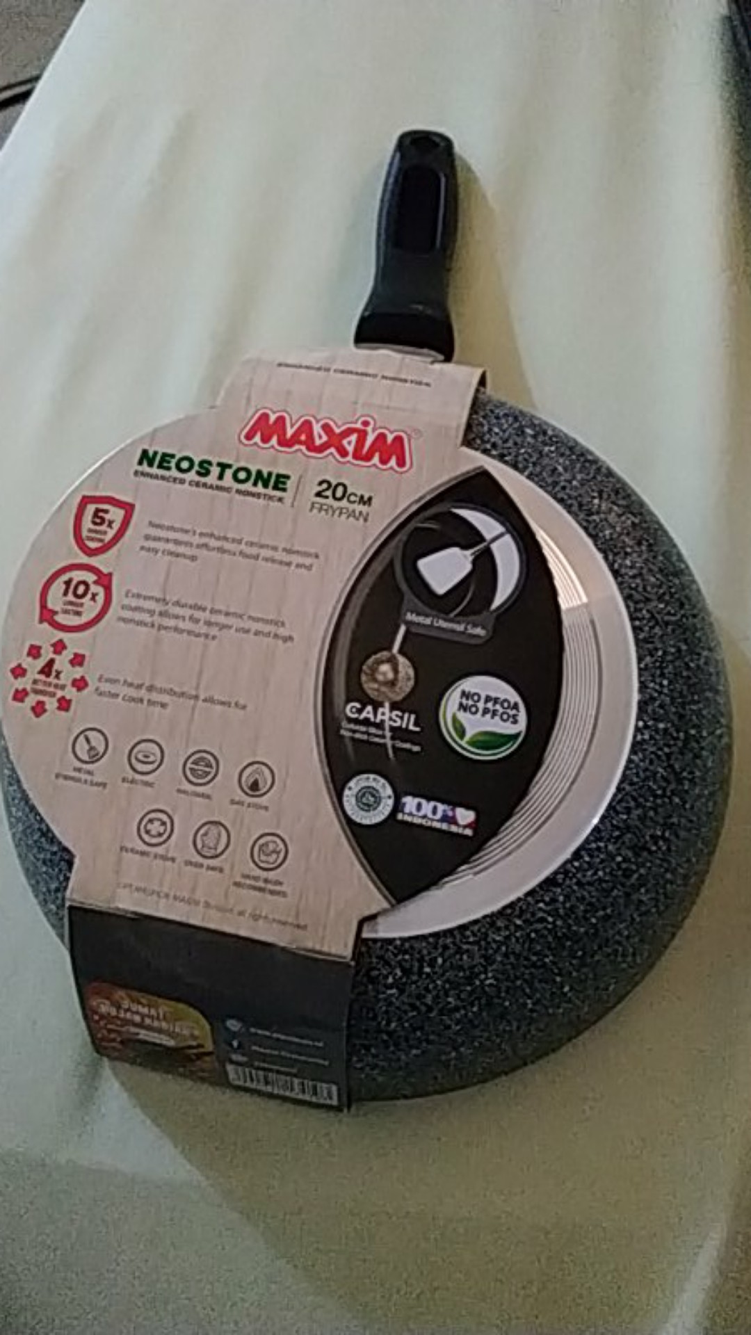 Maxim Neostone Frypan Panci / Wajan Keramik / Ceramic Teflon Non Stick Anti Lengket 20 Cm