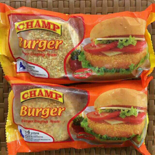 

Champ Burger 315GR (isi 6 pcs) CHAMP CHICKEN BURGER BURGER AYAM FROZEN FOOD MAKANAN BEKU