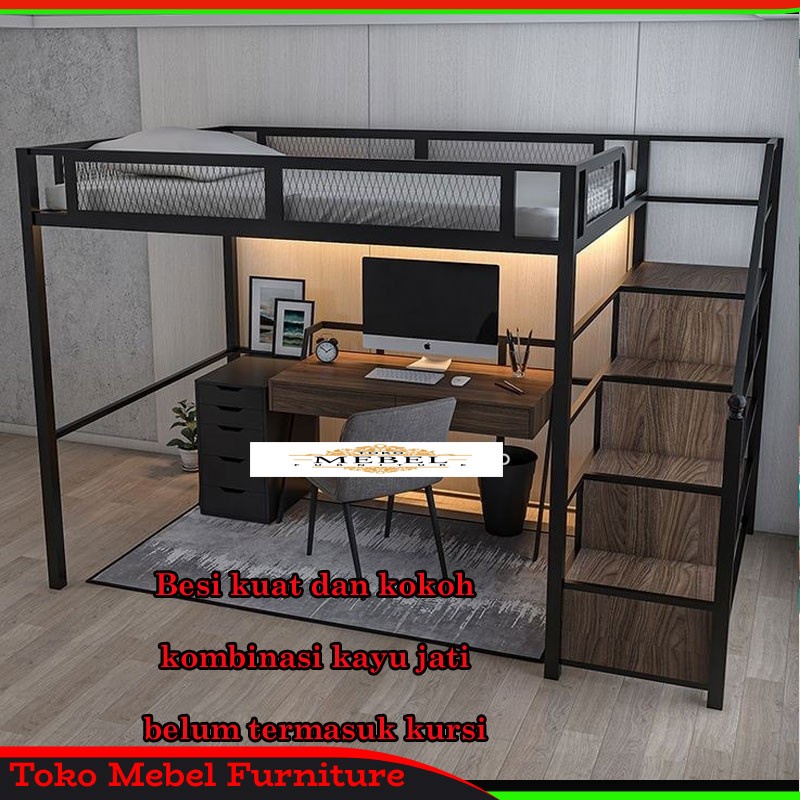 Tempat Tidur Tingkat Anak Besi Kayu Jati Minimalis mebel jepara