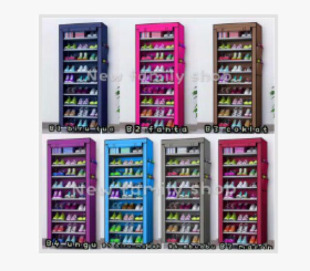 Nfs007 Rak Sepatu 10 Tingkat Cover Debu Rak 10 Susun 9 Ruang