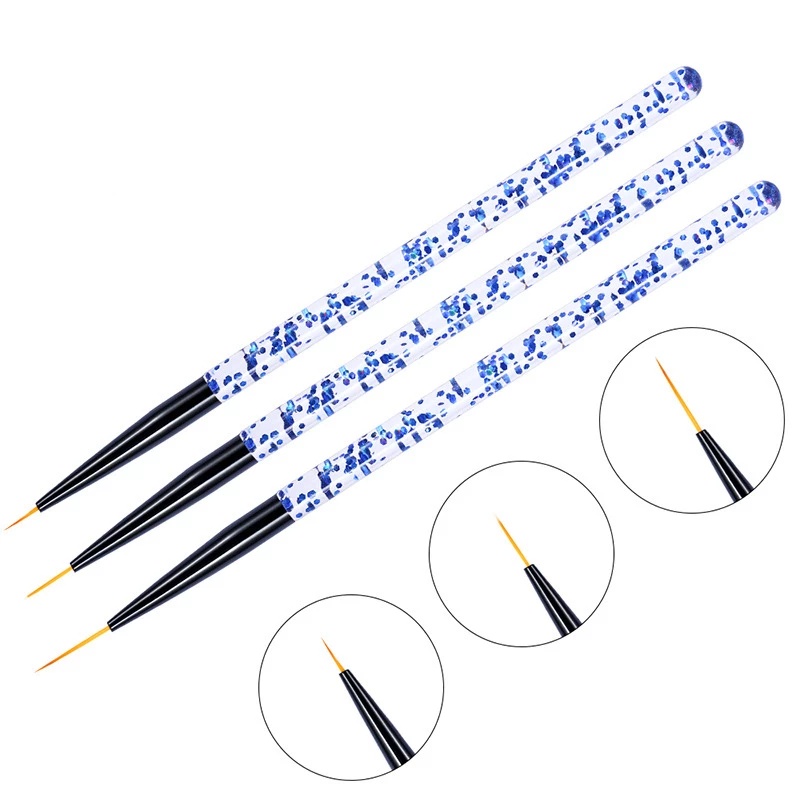 3pcs / Set Brush Nail Art Uv Gel Akrilik Untuk Manicure Diy