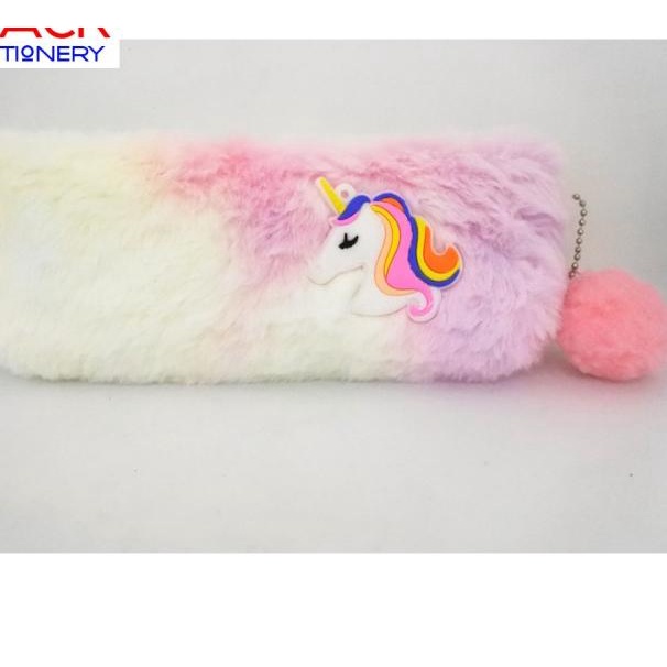 

❄ Pencil Case Bulu Seleting / Tempat Pensil Seleting Bulu Unicorn ♥