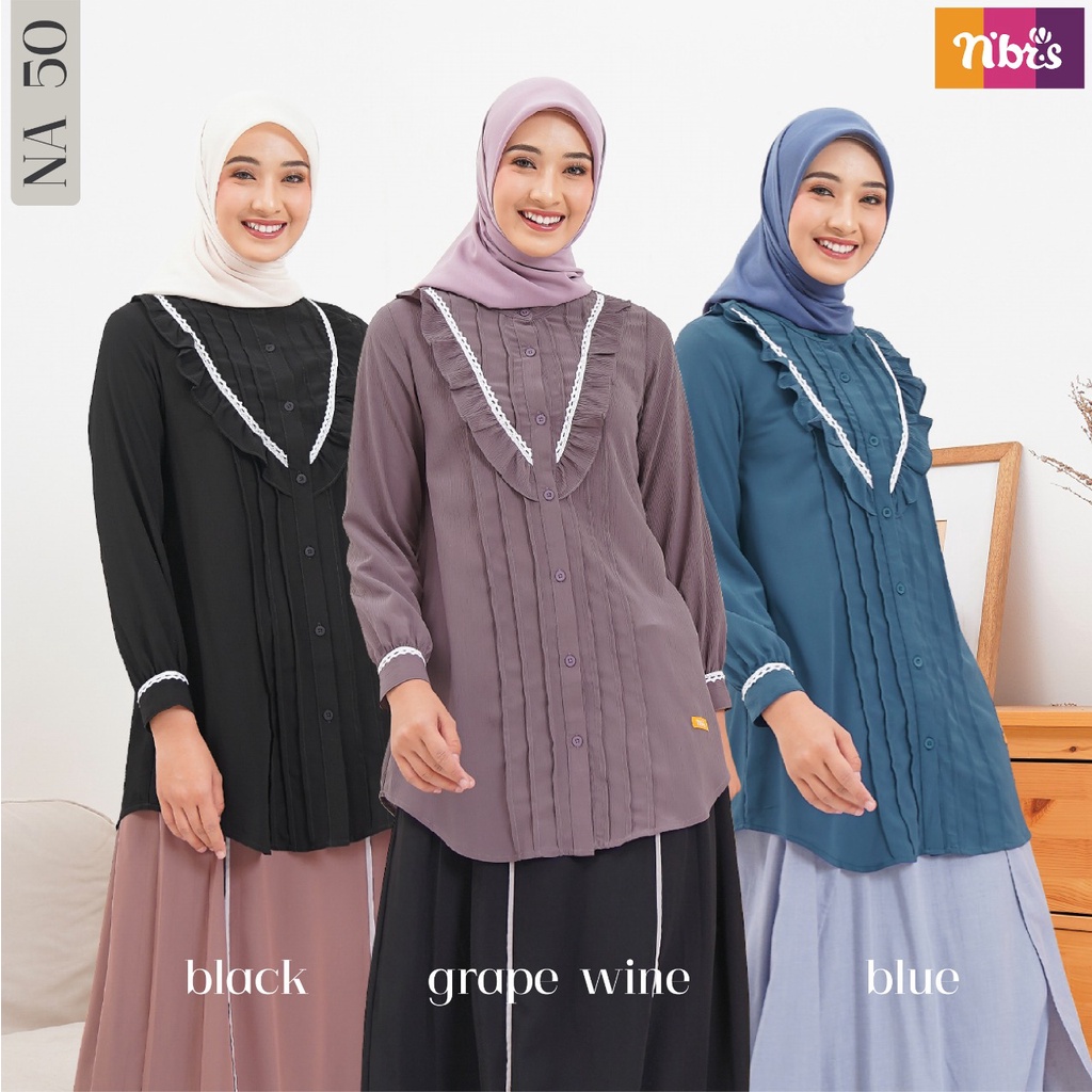 Nibras Atasan New Collection NA 50 Bahan Yoryou Atasan Wanita Muslimah Modern Kekinian Korean Style by nibras bisa COD