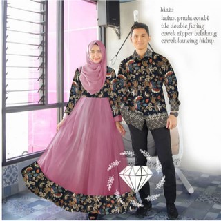  COD Emon Set Baju  Couple  Pria Wanita Gamis Kmeja KoKo 