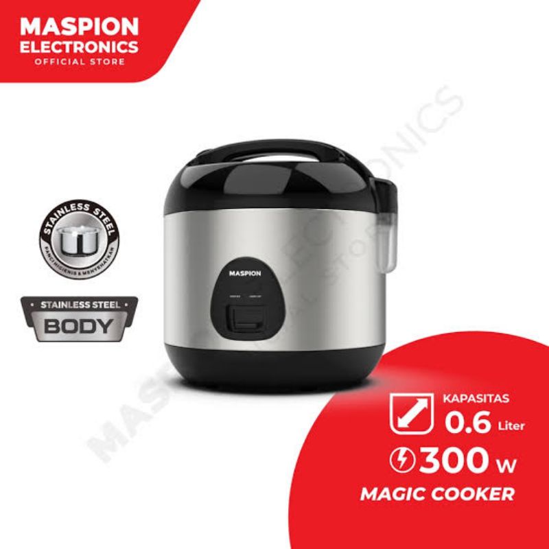 MAGIC COM MEJIKOM RICE COOKER RESKUKER MASPION MRJ 0623 0,6 0.6 LITER 0,6L 0.6L BSSS BODY STAINLESS 