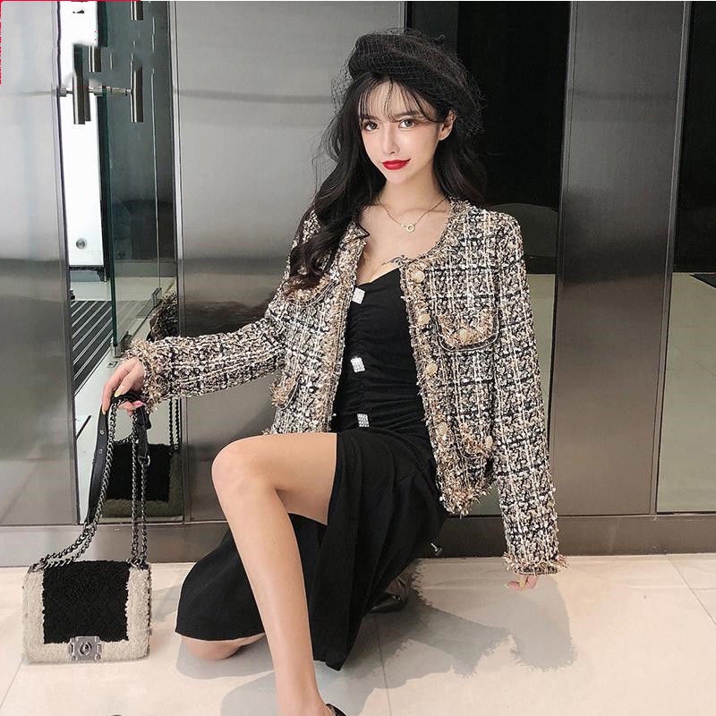 jaket korean style wanita high-end small fragrance style coat female celebrity autumn small short to