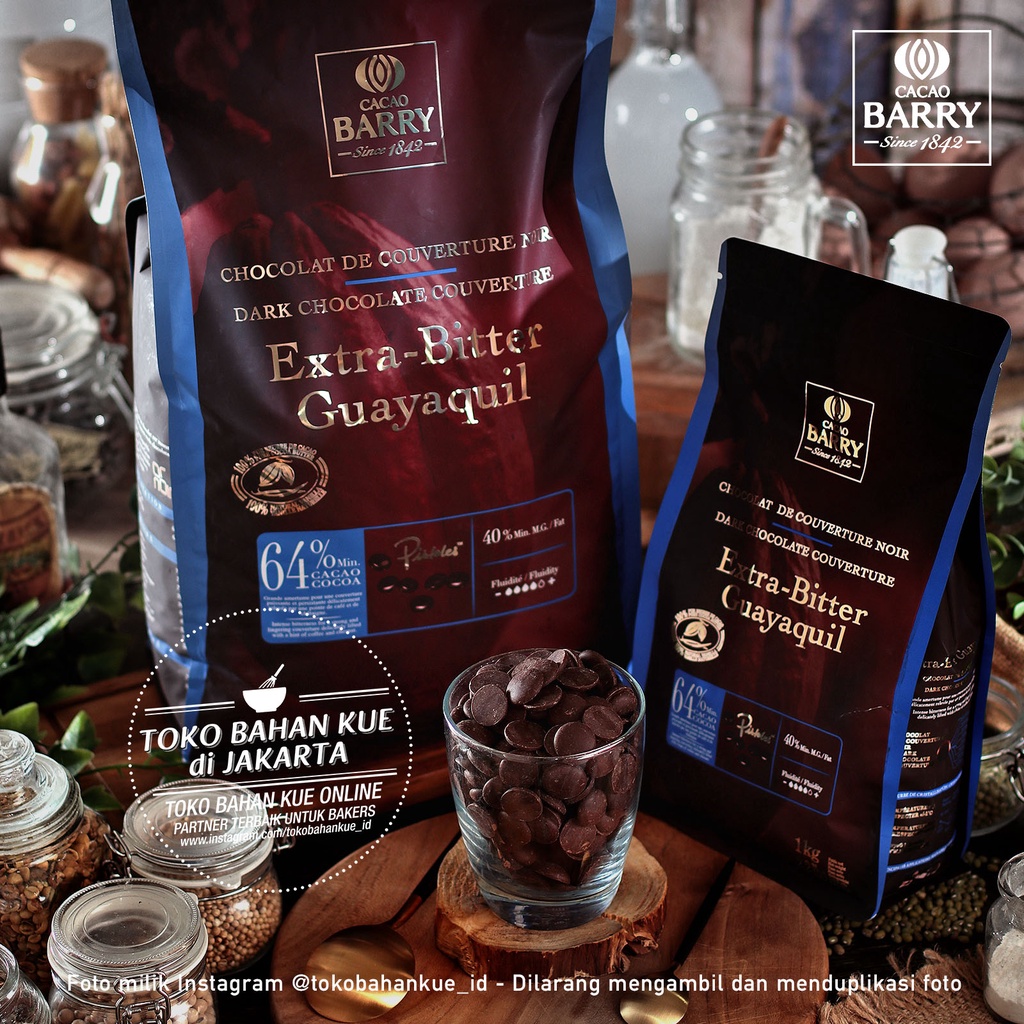 

Cacao Barry Extra Bitter GUAYAQUIL 500gr 64% Dark Chocolate Couverture