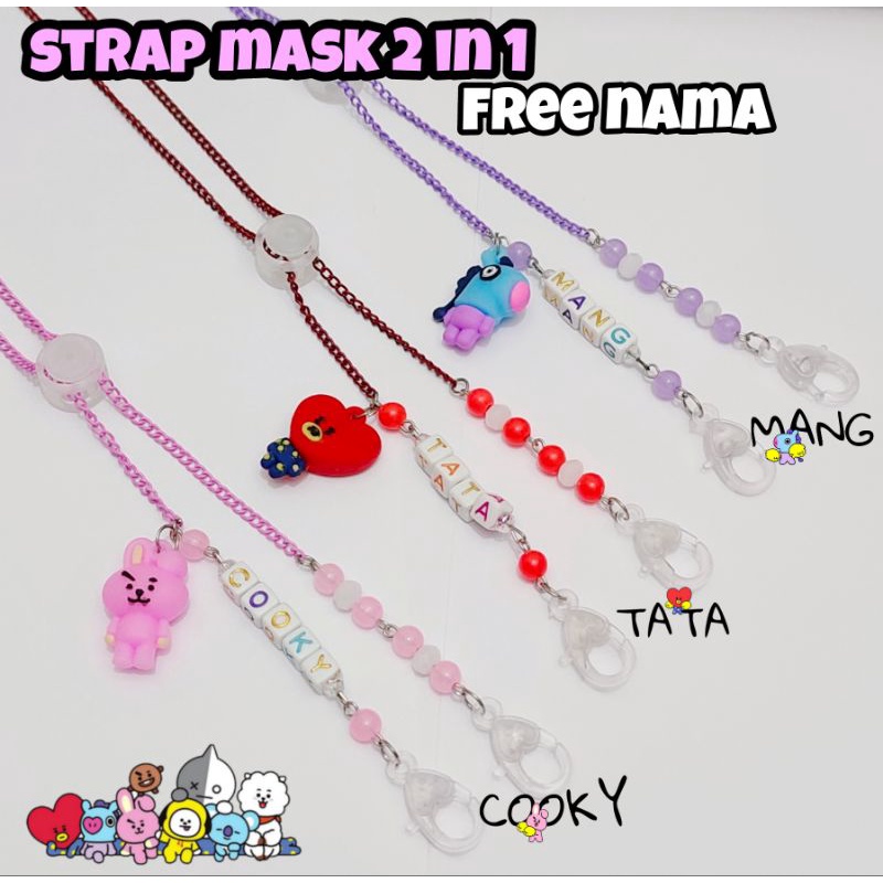 15# STRAP MASKER RANTAI ANAK CUSTOM NAMA KALUNG BT21 BTS// CHAIN MASK BTS // KALUNG MASKER ANAK