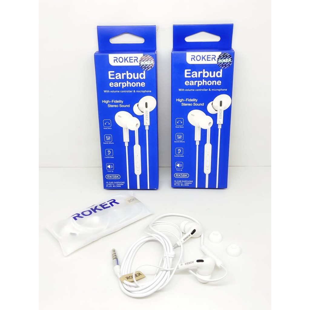 Handsfree ROKER EARBUD RK50K Headset with Volume Controller &amp; Microphone Noise Isolation