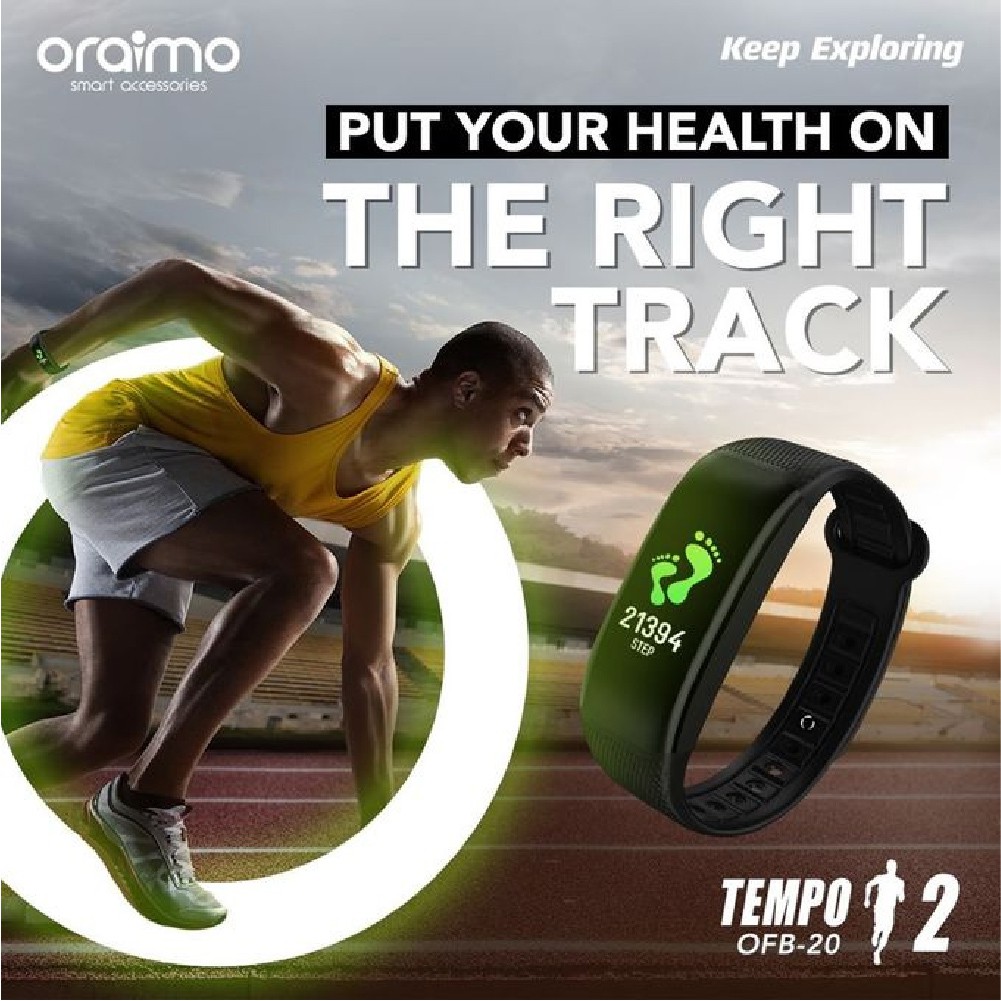 ORAIMO TEMPO 2 Smart Band OFB-20 [Polymer lithium battery,Standby Up to 20 days] - Garansi Resmi