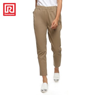 CELANA PANJANG WANITA CARGO DENIM TWILL PANTS warna mocca