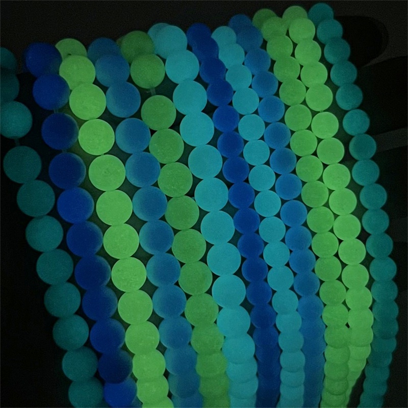 6 / 8mm Manik-Manik Kaca Luminous Glow In The Dark Untuk Membuat Perhiasan Gelang Kalung DIY Lubang 1mm