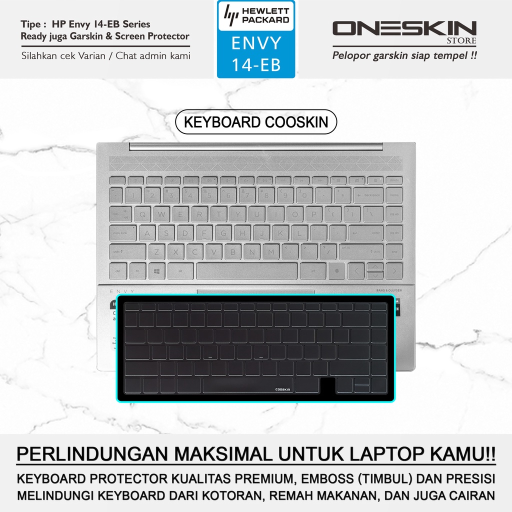 Garskin Sticker Laptop Pelindung Keyboard Screen Protector HP Envy 14-eb 14-eb0002TX 15-ep 15-ep0016TX Gambar Full Body Silikon Bening Glossy Doff