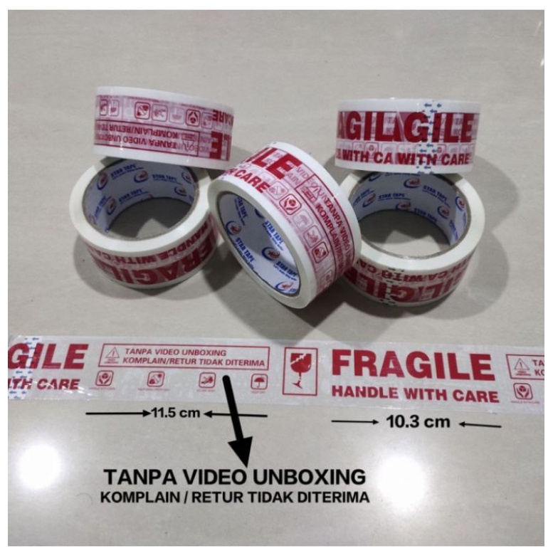 

STAR TAPE LAKBAN FRAGILE PUTIH 45MM X 50M lakban unboxing selotip 1pcs