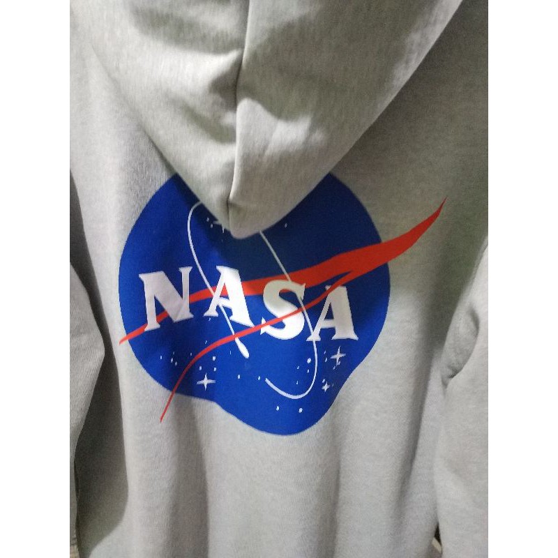 Hoodie HnM NASA World Black Grey Jaket Hitam Free Paper Bag