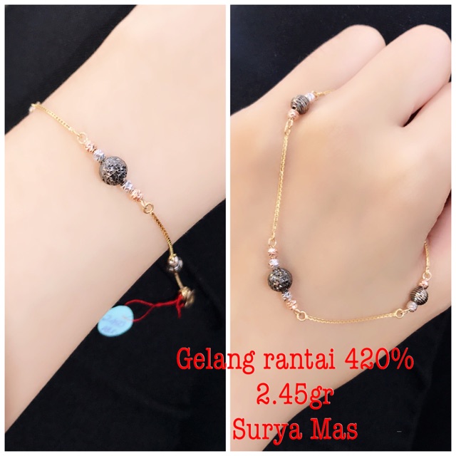 Gelang rantai dior emas 420%