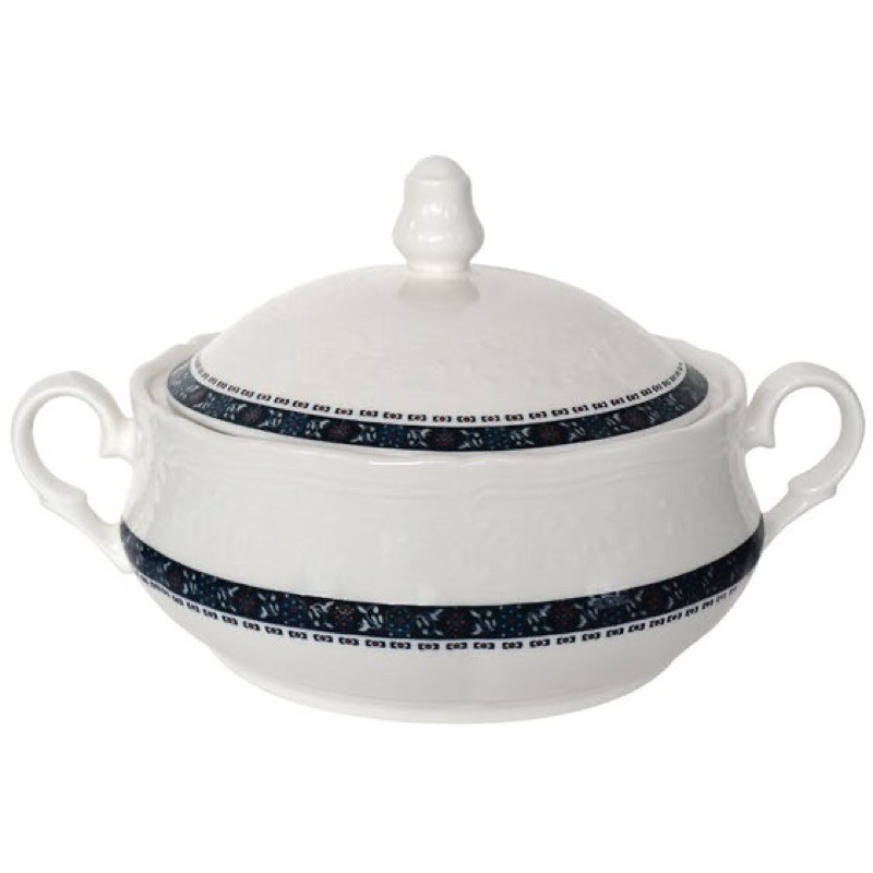 Saint James Casserole Okja soup bowl mangkok ceramic white blue 550ml