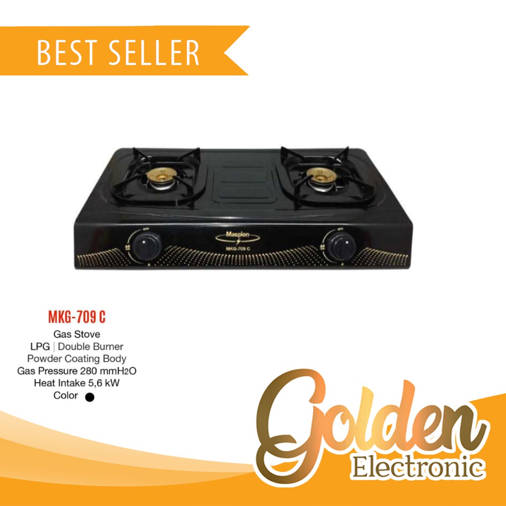 Kompor Gas Double Burner LPG MKG-709C Hitam Maspion Murah MKG-709 C