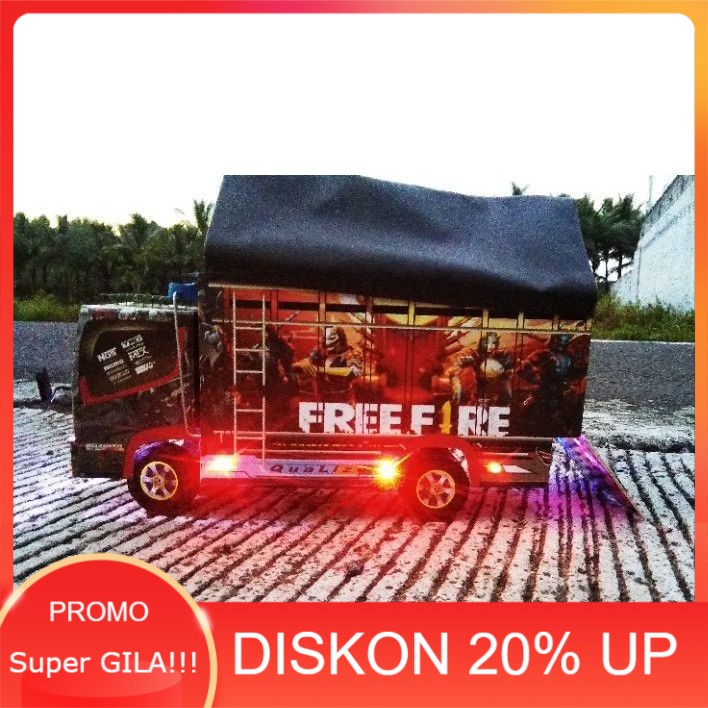 Truk Oleng Miniatur Truk Oleng P42 cm || Terbaru motif Free fire dan Mobil legend