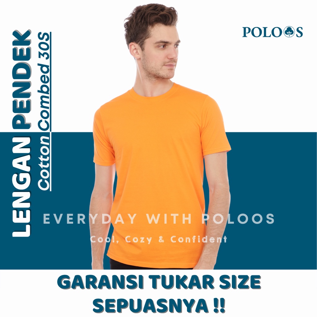 Baju Kaos Polos Pria Lengan Pendek Orange Oren