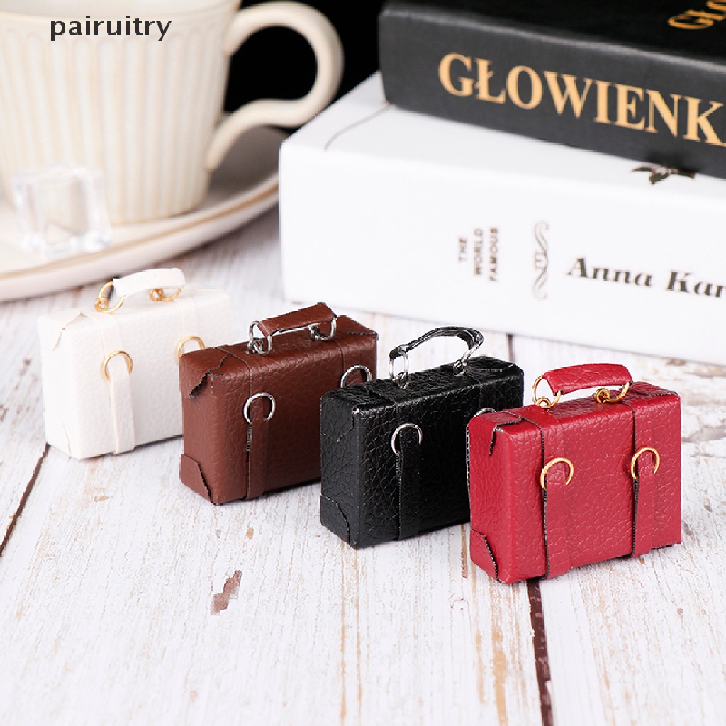 Prt Miniatur Tas Koper Mini Bahan Kulit Untuk Aksesoris Rumah Boneka 1: 12 PRT