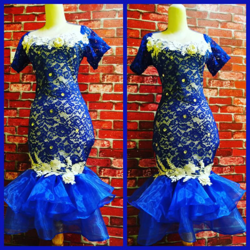 dres singer/dres penyanyi/baju pesta/dres biru biru brokat