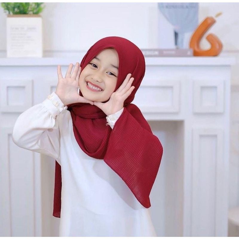 Pashmina plisket anak perempuan/hijab anak usia 4 sampai 20 tahun