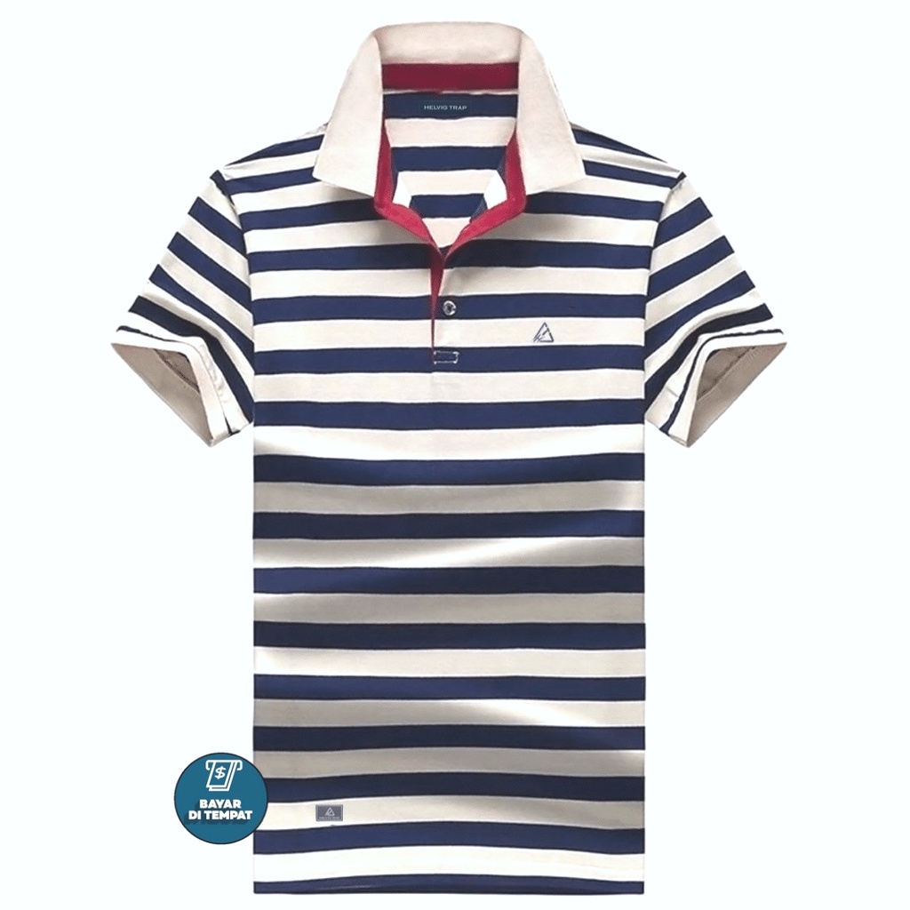 Skdnv Polo Shirt Pola Warna Premium Kaos kerah Polo Pria Lengan Pendek motif Garis garis Salur series