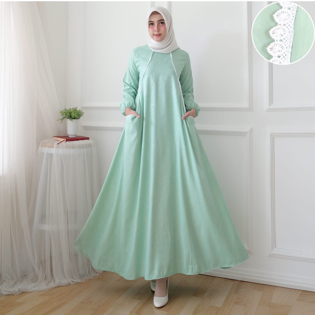 HOPYLOVY - Maxi Dress Wanita Almayra kombinasi Renda