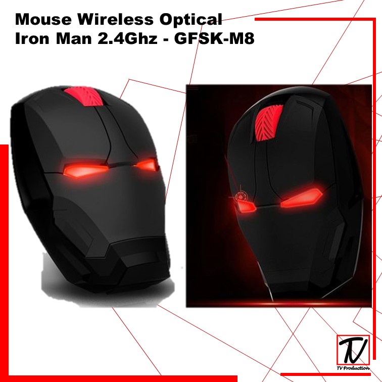 Mouse Wireless Optical Iron Man 2.4Ghz / Mouse Wirelles Super Hero Iron Man