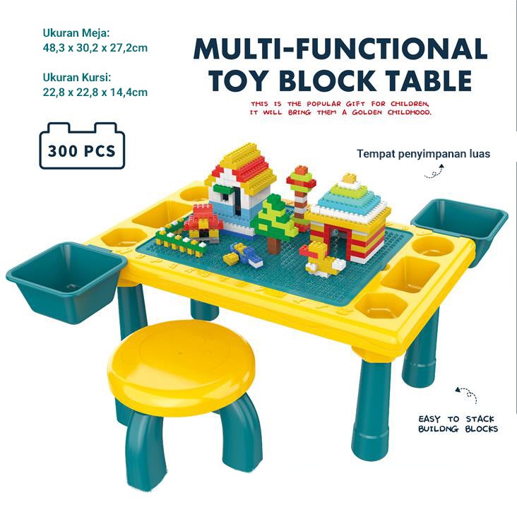 Meja Belajar Anak Multifungsi Learning Table Blocks 300 Pieces