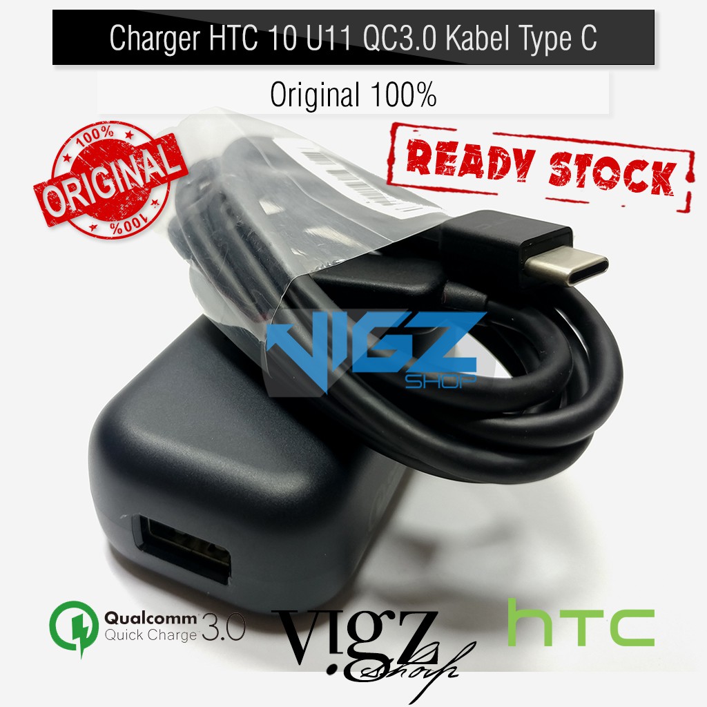 Charger HTC 10 U11 QC3.0 Quick Charge 3.0 Kabel USB Type C Tipe C Original 100%