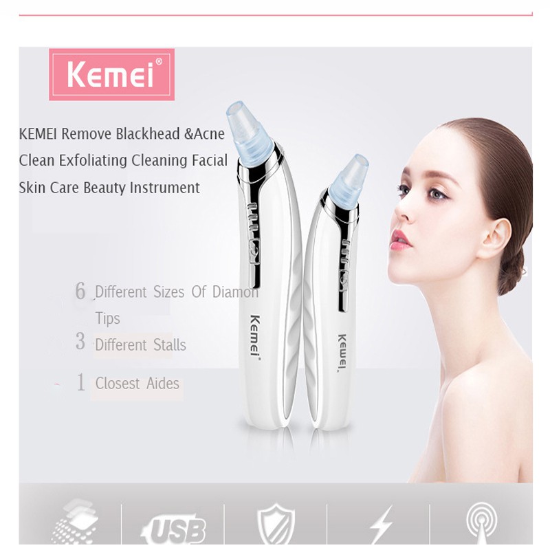 Kemei KM-1868 Electric Portable Removal Blackhead komedo Suction Facial Pore Cleaner