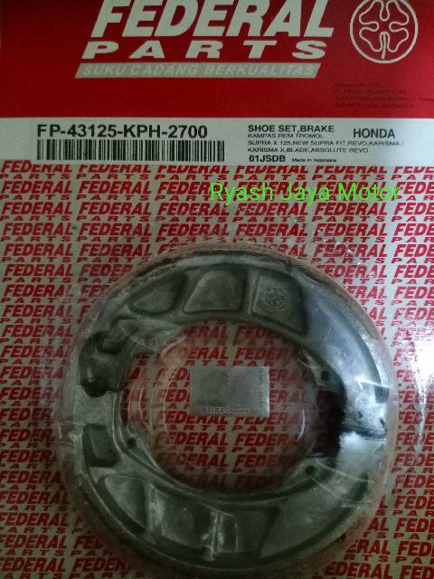 Kampas rem belakang federal untuk honda karisma/supar fit new/revo/absolute revo/blade/supra x 125