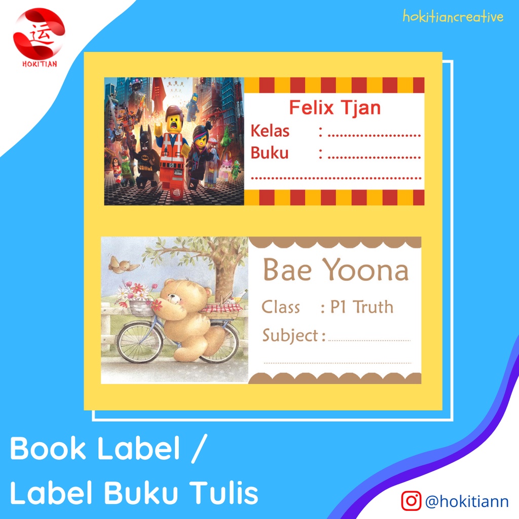 Custom Label Nama Buku Stiker Nama Custom Stiker Buku