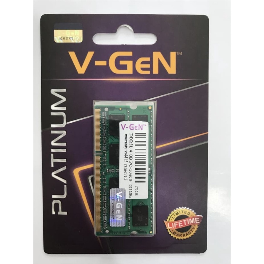 SODIMM VGEN DDR3 4GB PC 10600 / PC3L 12800 Platinum V-GEN - 12800/1600