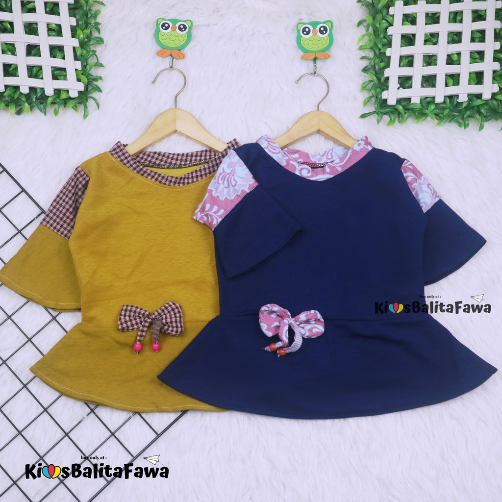 Blouse Felisha Uk 2-4 Tahun / Baju Harian Anak Perempuan Balita Dress Terompet Lengan Panjang