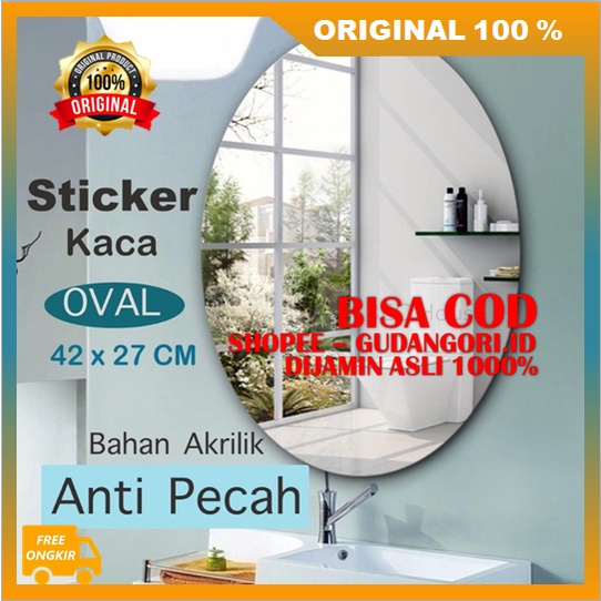 Kaca Tempel Dinding Anti Pecah Sticker Mirror Minimalis Cermin Oval Sticker Kaca Oval ORIGINAL