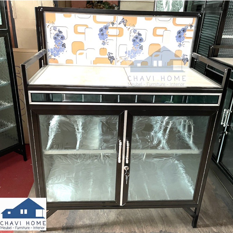 Rak piring rak kompor meja kompor rak dapur lemari piring dapur aluminium uk 80 cm