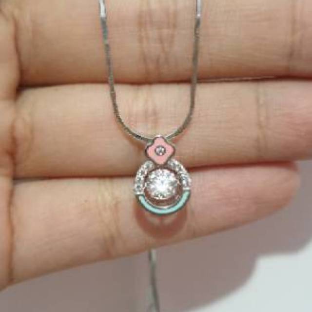 paket kalung emas asli kadar 750 liontin zirkon premium