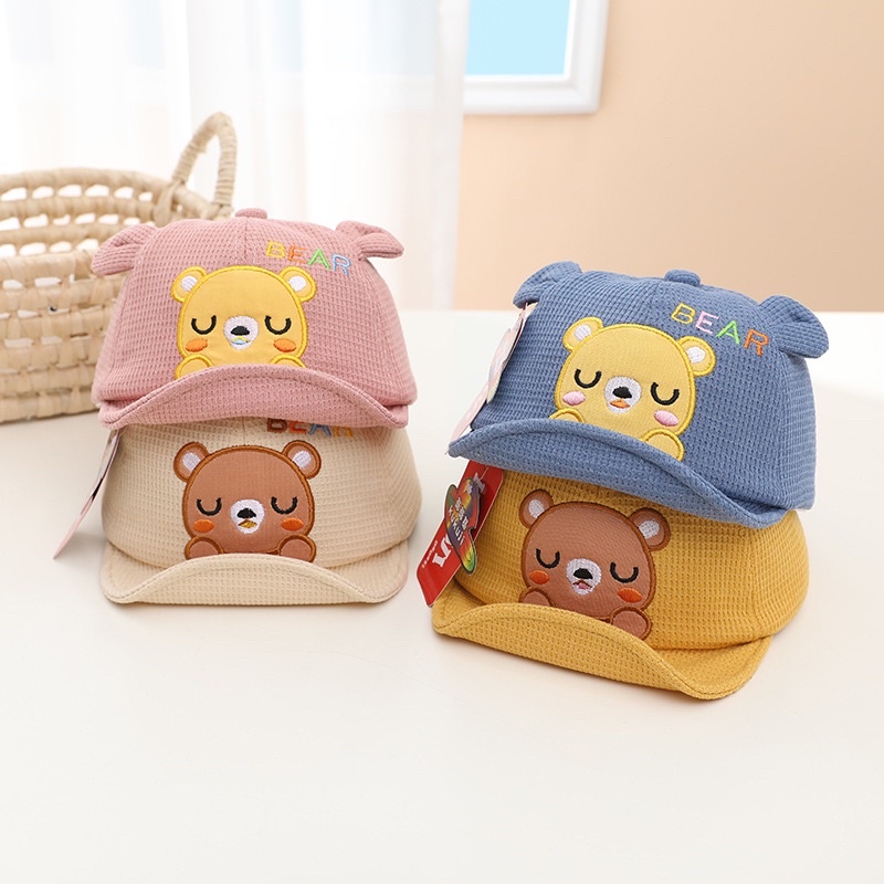 Topi Baseball Anak Bayi Balita Import Model Beruang Bear Merem