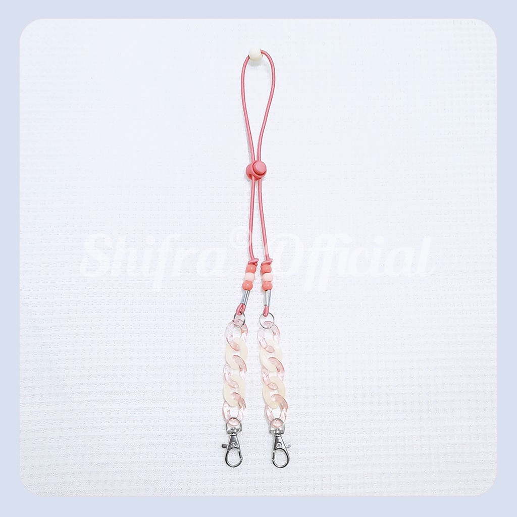 Shifra Tali Gantung Masker Leher Dengan Tali Karet Elastis Kombinasi Stopper Variasi Rantai Colorful